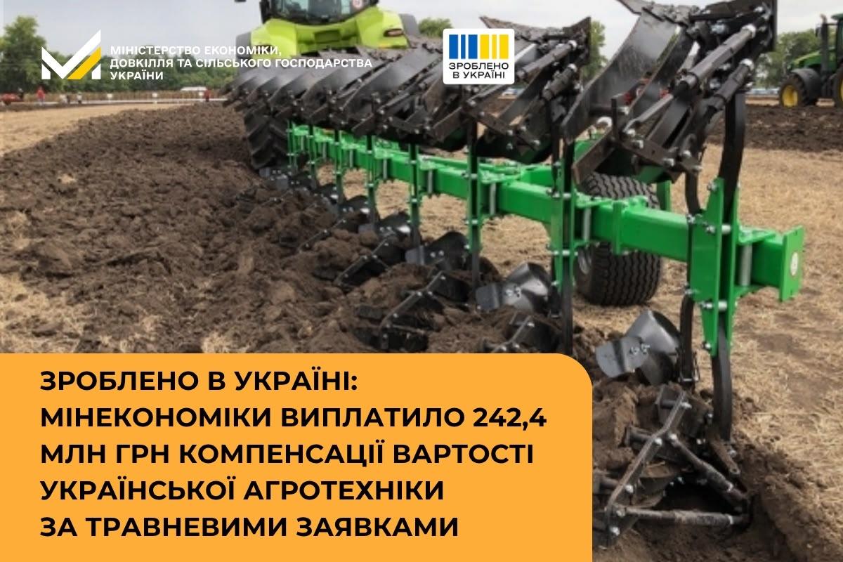 Зроблено в Україні: Мінекономіки виплатило 242,4 млн грн компенсації вартості української агротехніки за травневими заявками