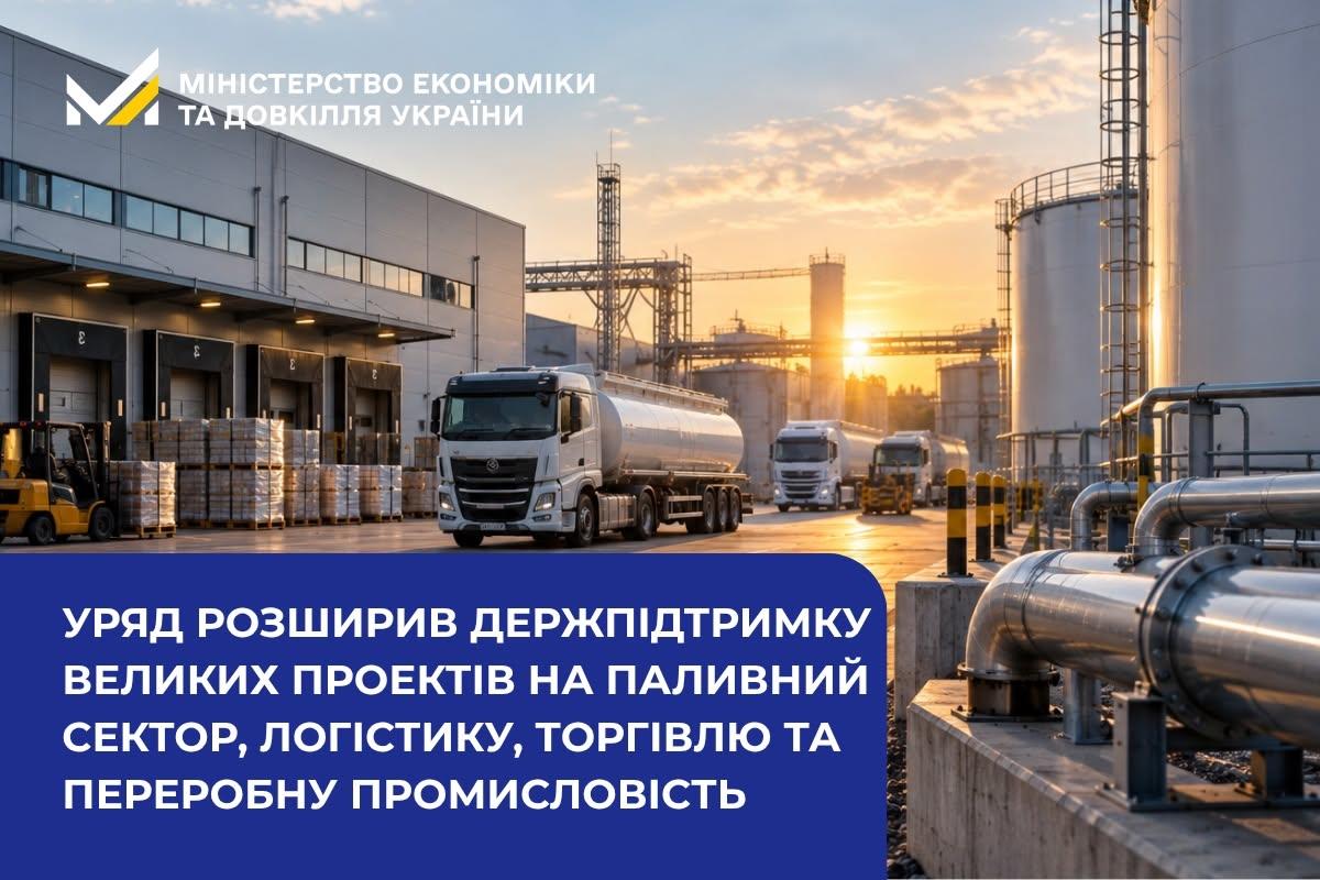 Уряд розширив держпідтримку великих проєктів на паливний сектор, логістику, торгівлю та переробну промисловість