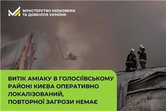 Витік аміаку в Голосіївському районі Києва оперативно локалізований, повторної загрози немає
